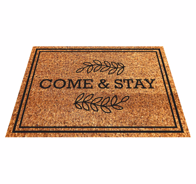 Alfombra vinílica entrada frase de venir y quedarse - TenVinilo