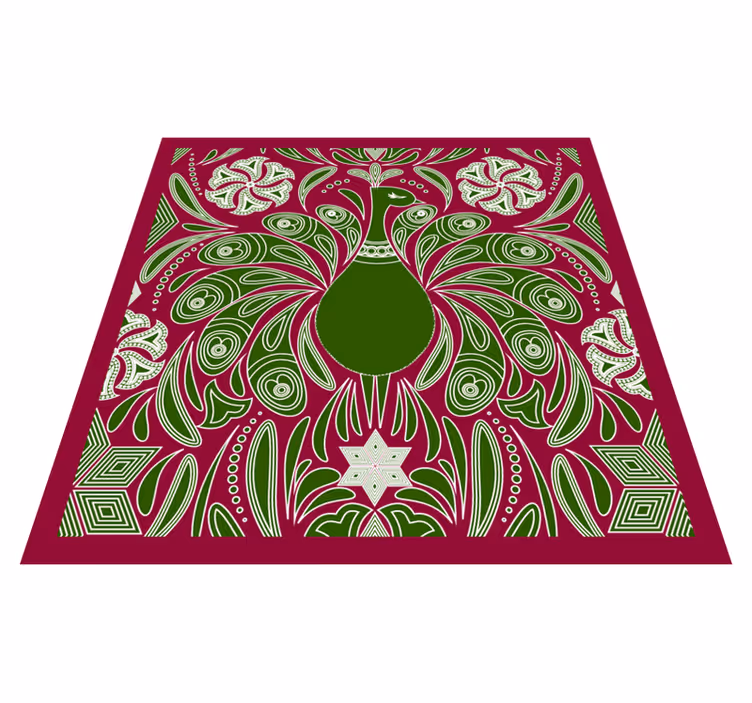 Alfombra vinílica animales elegante patrón de pavo real - TenVinilo