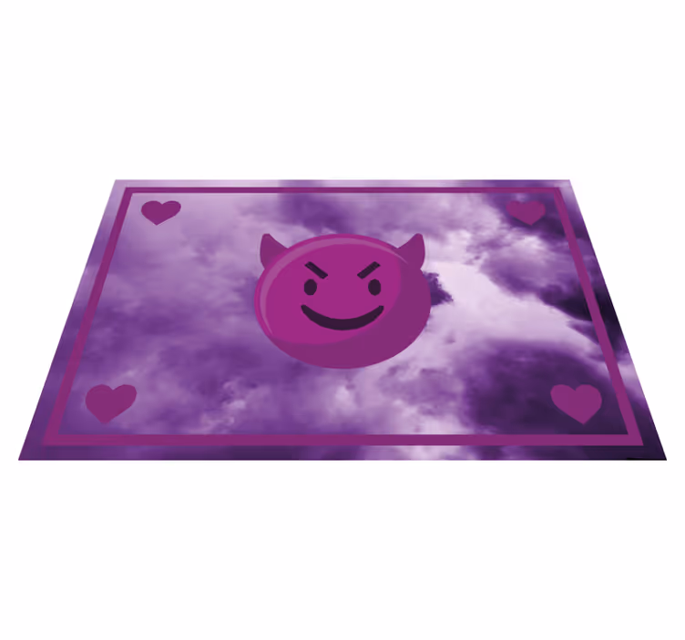 Alfombra vinílica juvenil emoji de diablo sonriente - TenVinilo