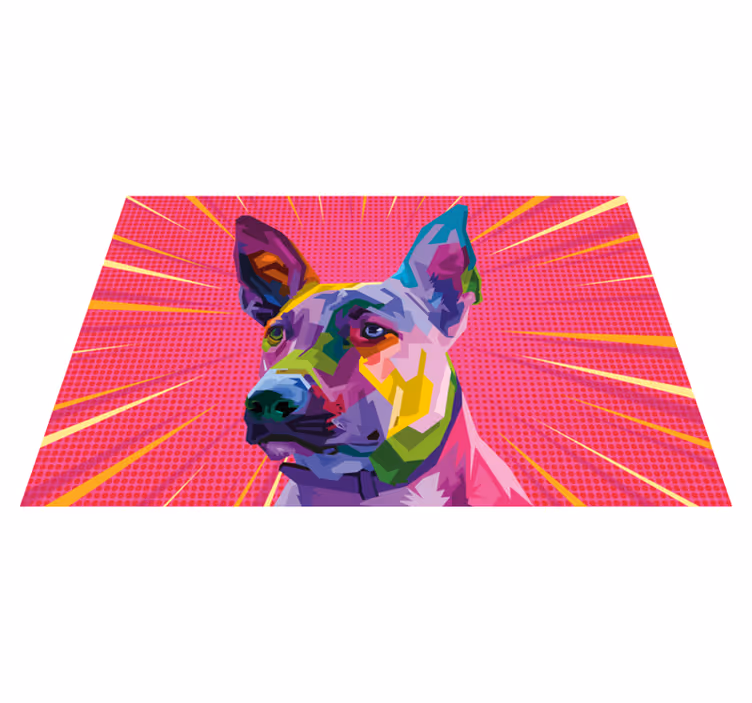 Alfombra vinílica animales ilustraciones caninas vibrantes - TenVinilo