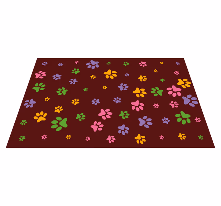 Alfombra vinílica animal print patrones de patas coloridos - TenVinilo