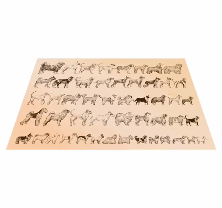 Alfombra vinílica animales ilustraciones de perros beige - TenVinilo