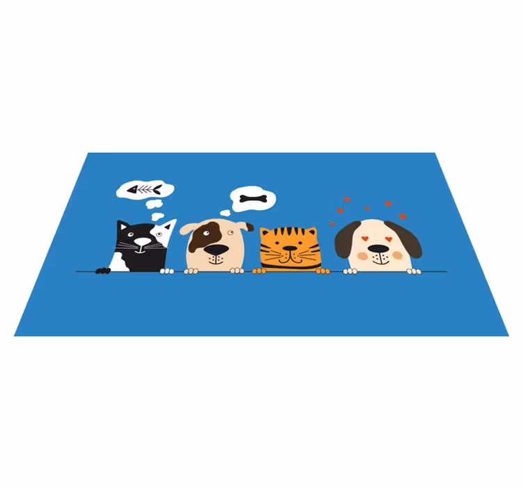 Alfombra vinílica entrada lindas expresiones de mascotas - TenVinilo