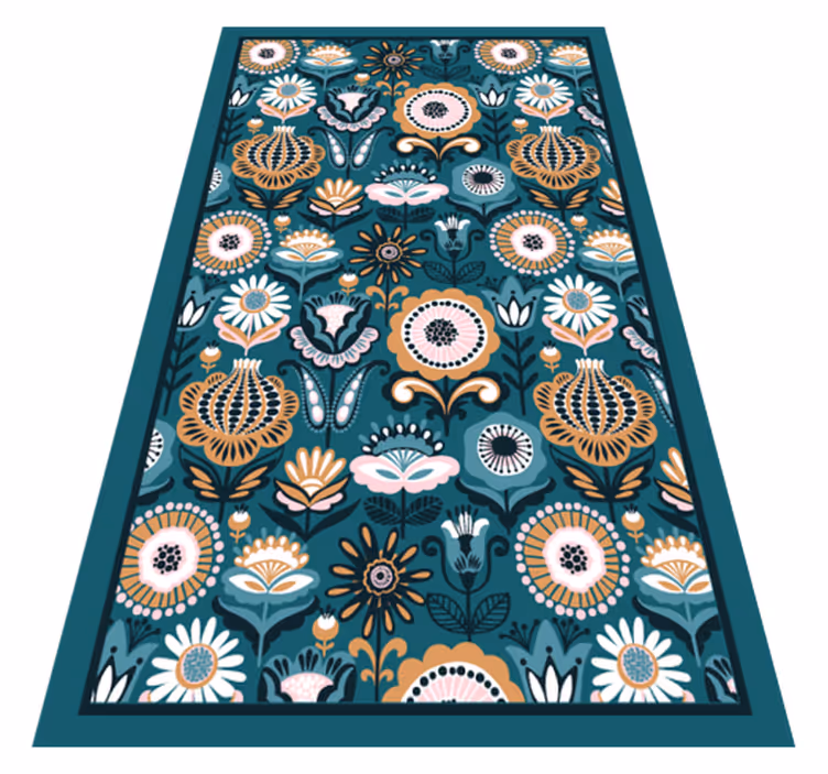Alfombra vinílica dormitorio patrones de hojas florales - TenVinilo