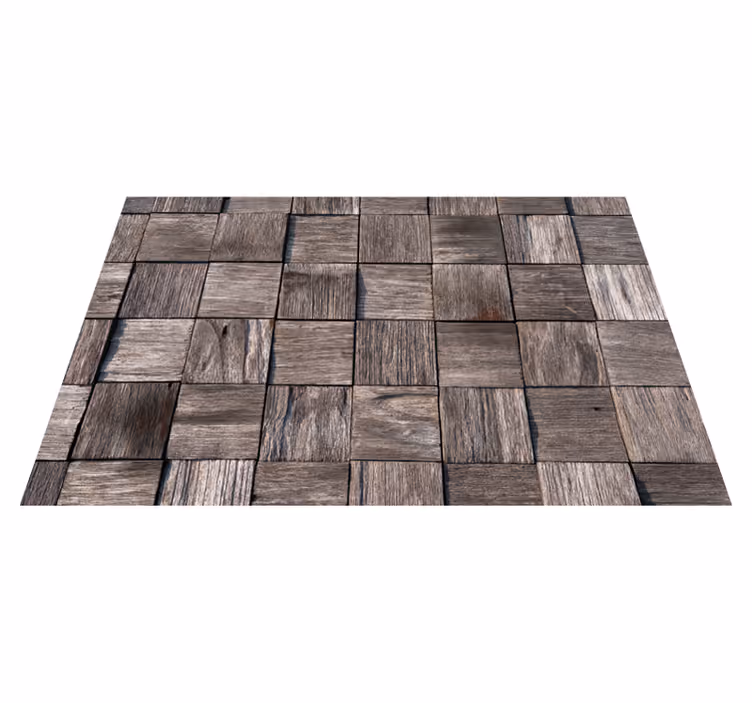 Alfombra vinílica imitación madera diseño cuadrados grises - TenVinilo