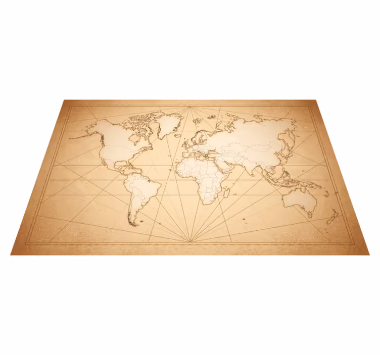 Alfombra vinílica mapamundi diseño beige antiguo - TenVinilo