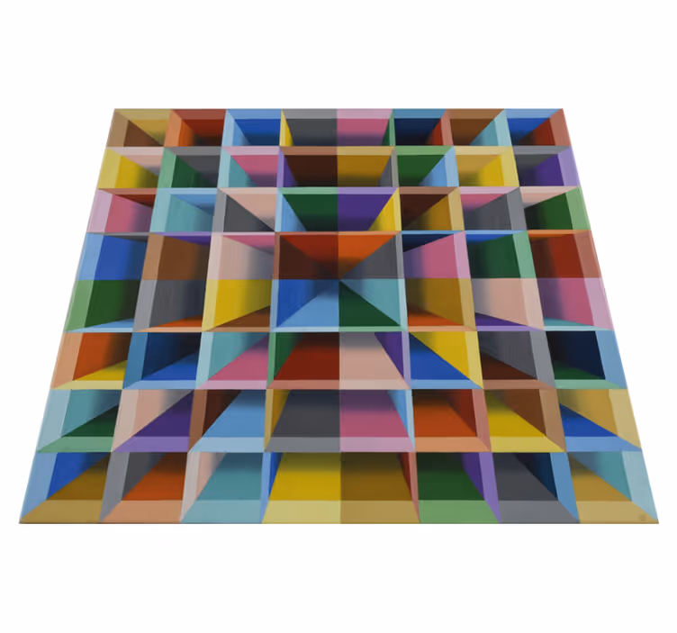 Alfombra vinílica moderna cubos coloridos - TenVinilo
