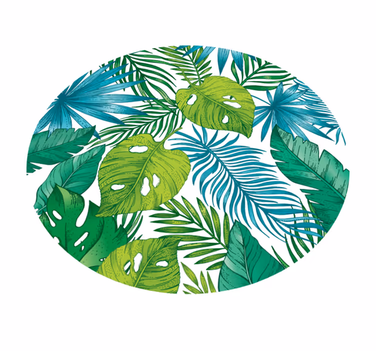 Alfombra vinílica naturaleza diseños de hojas tropicales - TenVinilo