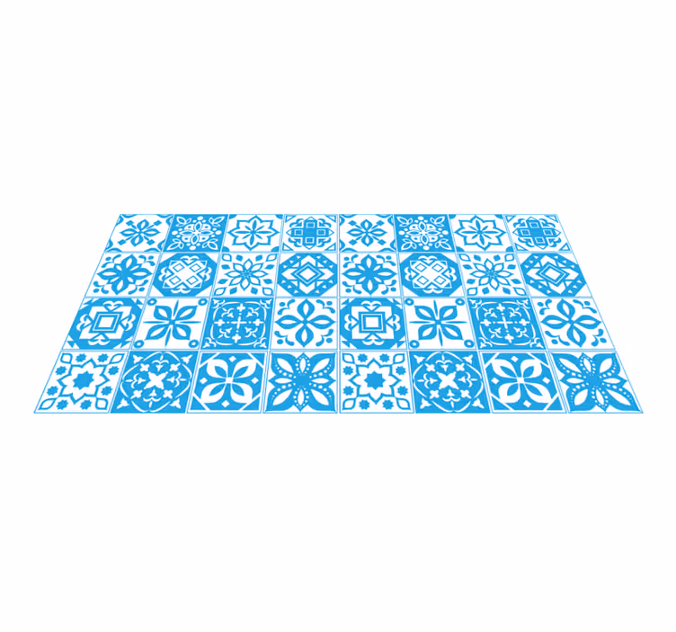 Alfombra hidráulica vinílica motivo estampado azul - TenVinilo