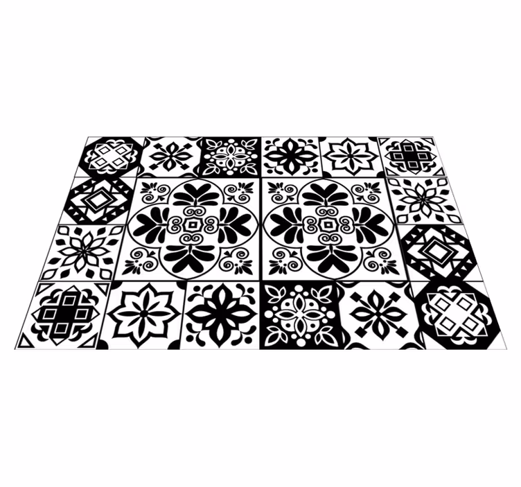 Alfombra hidráulica vinílica diseño geométrico español - TenVinilo
