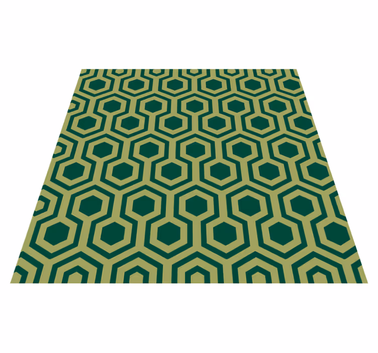 Alfombra vinílica baño hexágonos verdes - TenVinilo