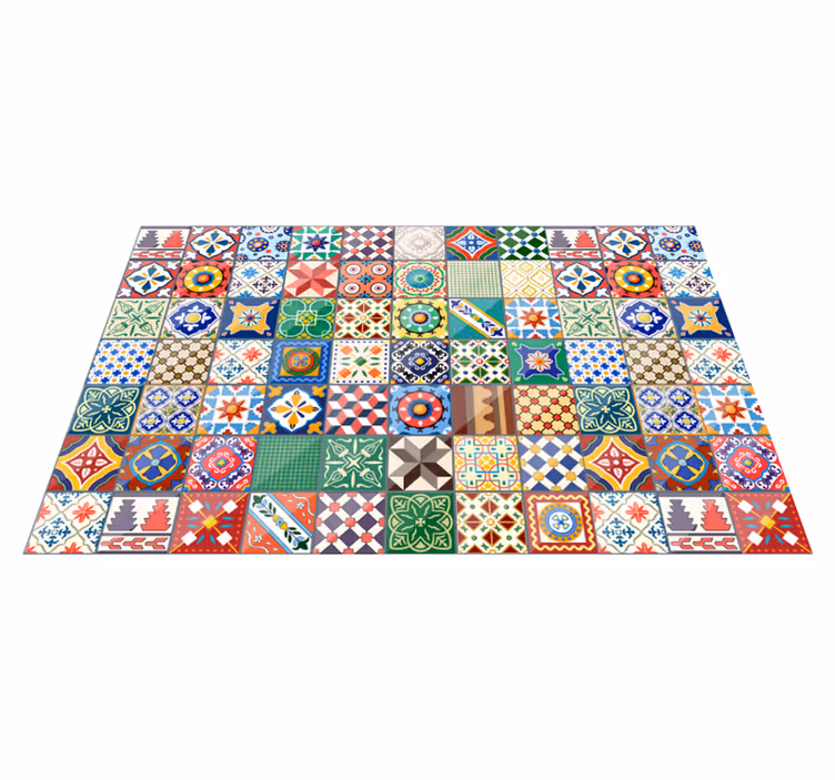 Alfombra hidráulica vinílica azulejos mexicanos - TenVinilo