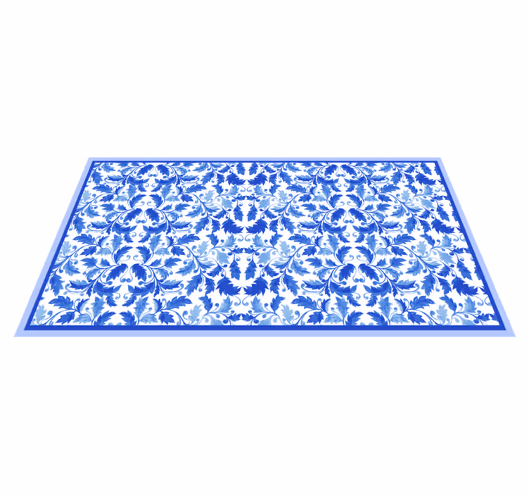 Alfombra vinilo textura patrones florales azules - TenVinilo