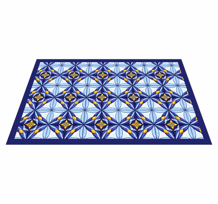 Alfombra hidráulica vinílica patrón azul vibrante - TenVinilo