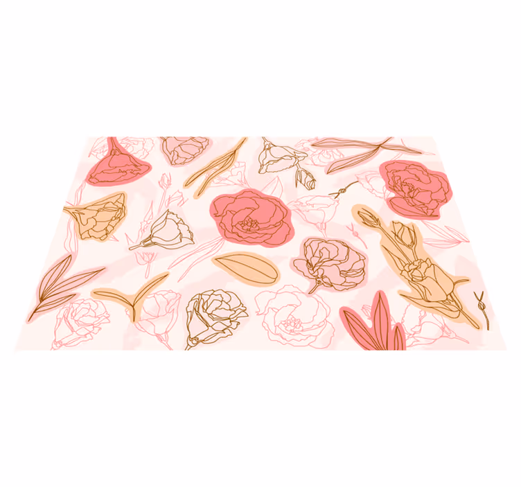 Alfombra vinilo baño flores rosas - TenVinilo