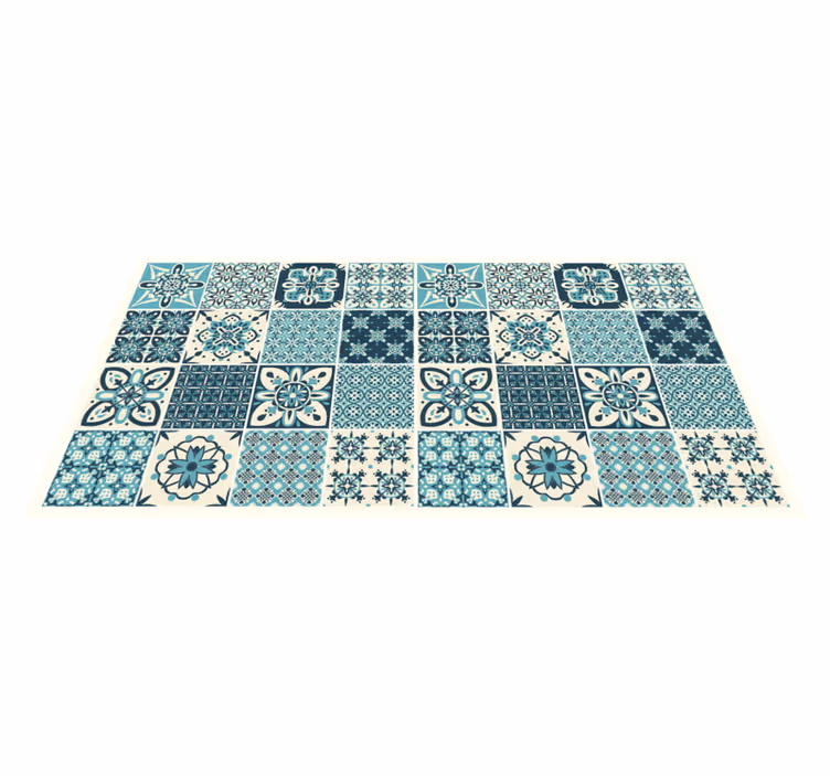 Alfombra vinilo baño azulejos azules - TenVinilo