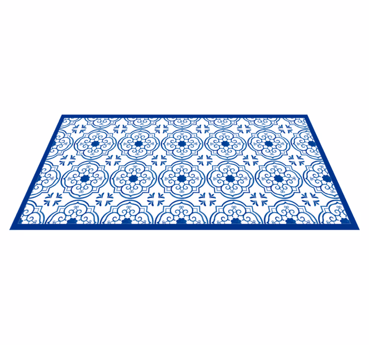 Alfombra vinilo baño azulejos azules clásicos - TenVinilo