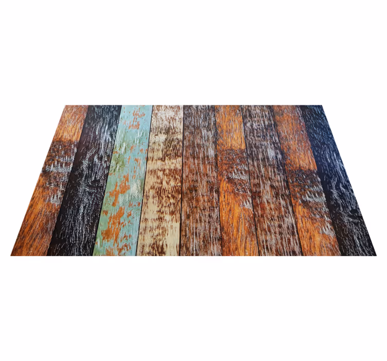 Alfombra vinilo baño baldosas de madera rústicas - TenVinilo