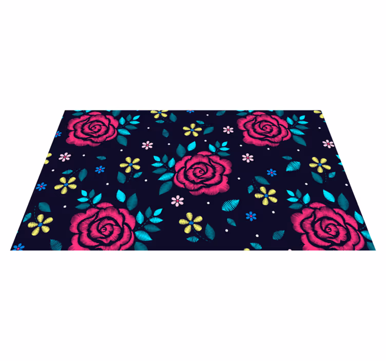 Alfombra vinilo baño flores motivo floral vibrante - TenVinilo