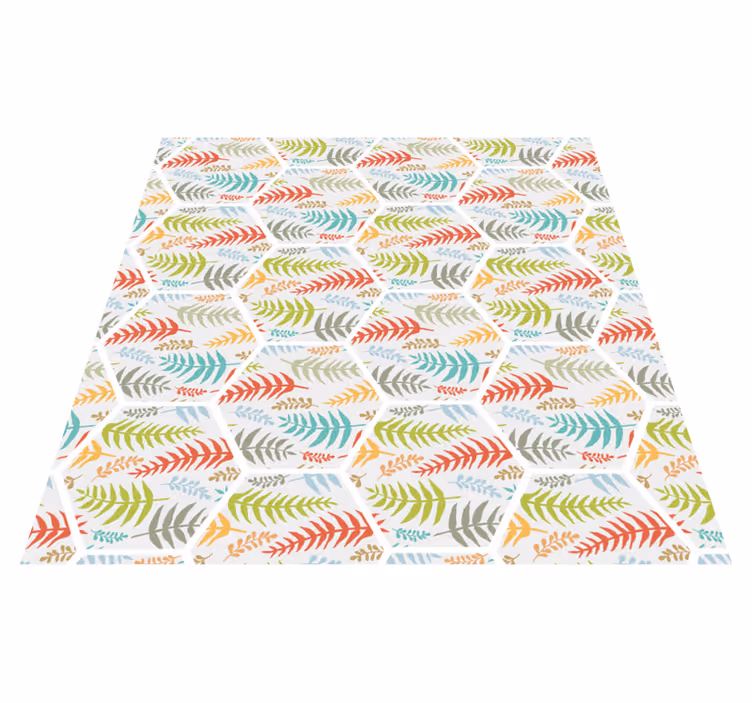 Alfombra vinílica cocina azulejos hojas finas - TenVinilo