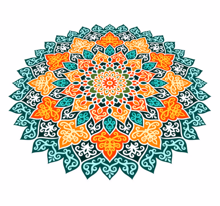 Alfombra vinílica mandala diseño de círculo radiante - TenVinilo