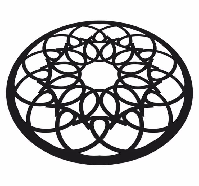 Alfombra vinílica mandala patrón negro intrincado - TenVinilo