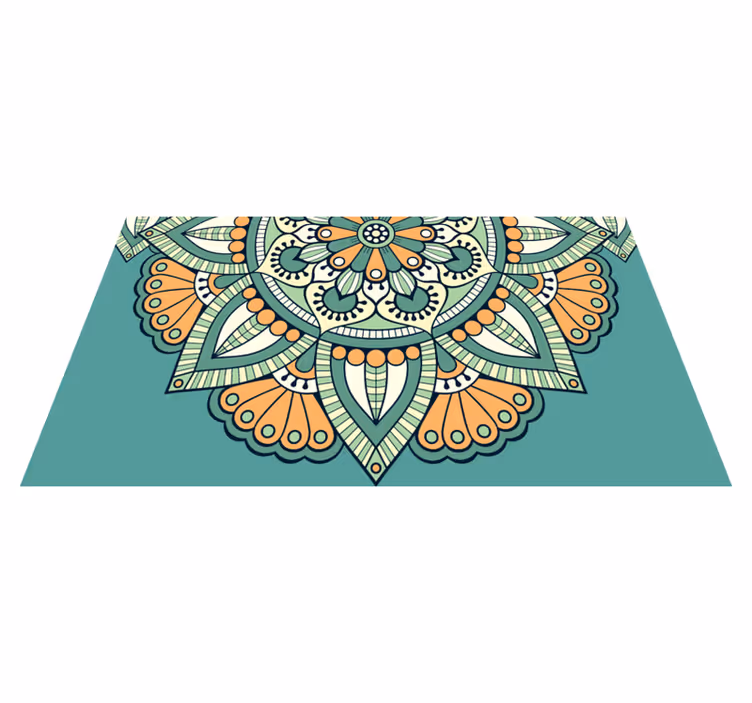 Alfombra vinílica mandala motivo floral half - TenVinilo