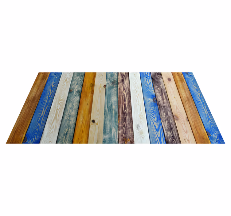 Alfombra vinílica imitación madera tablones de colores - TenVinilo