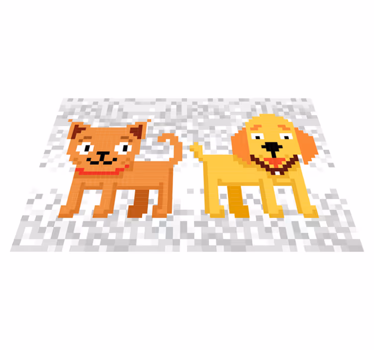 Alfombra vinílica infantil amigos mascotas pixelados - TenVinilo