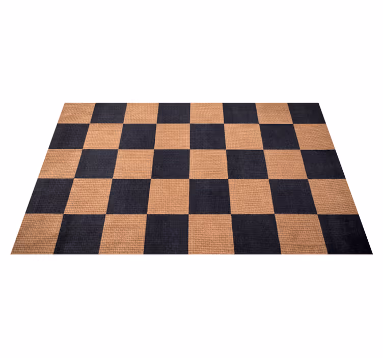 Alfombra vinilo salón cuadros marrones - TenVinilo