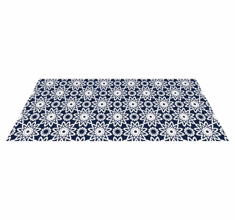 Alfombra vinilo cocina diseño floral azul marino - TenVinilo