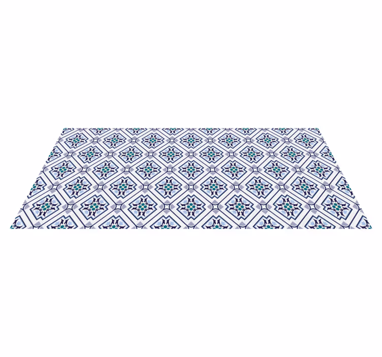 Alfombra vinilo salón diseño de medallón de azulejos - TenVinilo