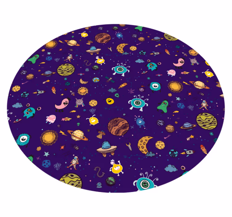 Alfombra vinílica infantil aventura de criaturas cósmicas - TenVinilo