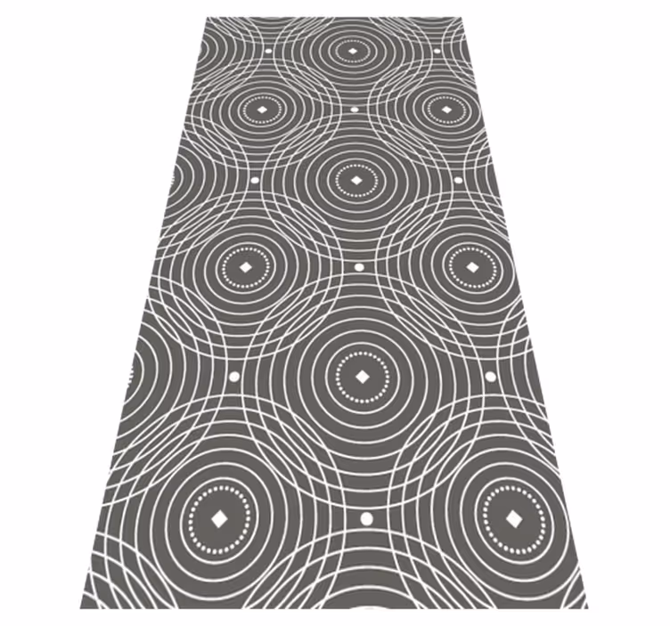 Alfombra vinílica geométrica rayas con patrones circulares - TenVinilo