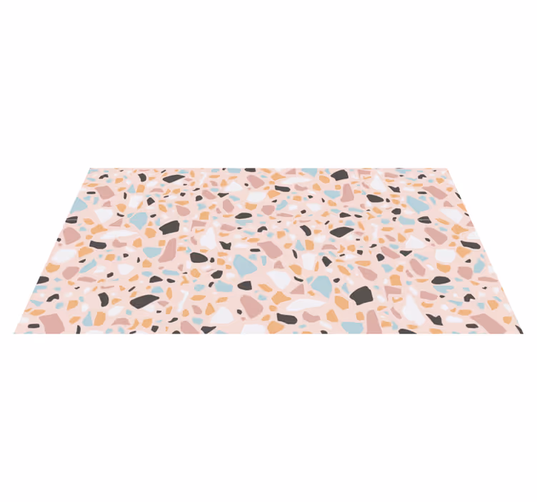Alfombra vinílica efecto mármol en tonos de terrazo - TenVinilo