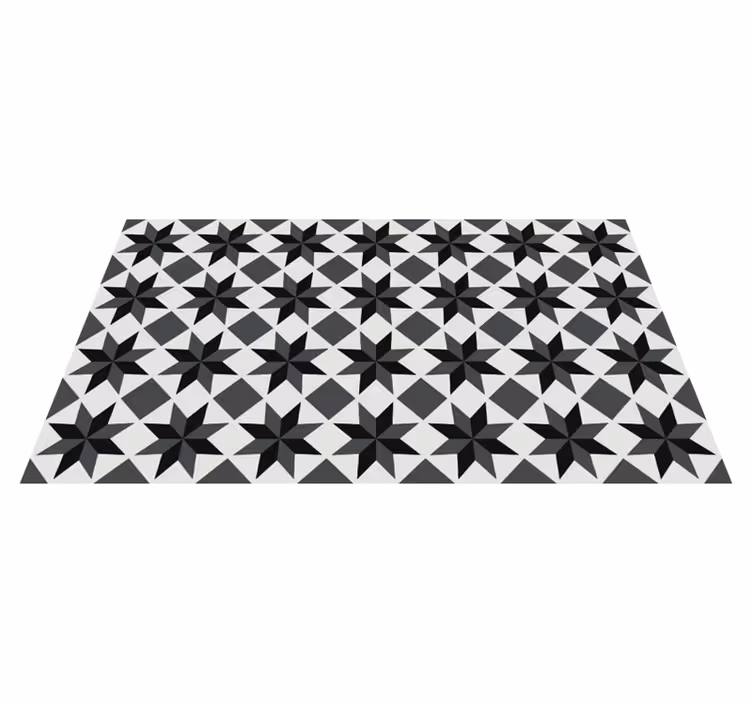 Alfombra vinilo cocina azulejos estrellas negras - TenVinilo