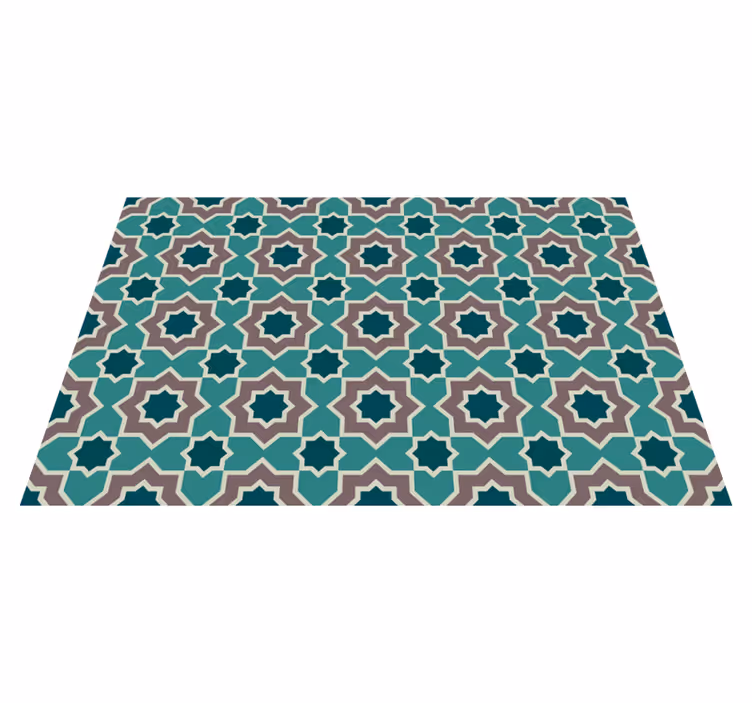 Alfombra hidráulica vinílica azulejos turquesas - TenVinilo