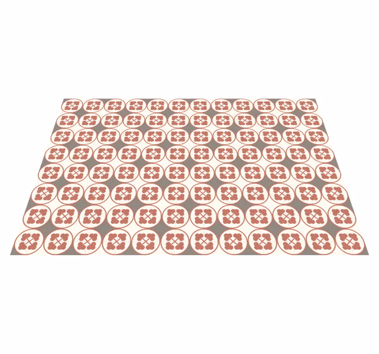 Alfombra vinílica efecto mármol azulejos con patrón circular - TenVinilo