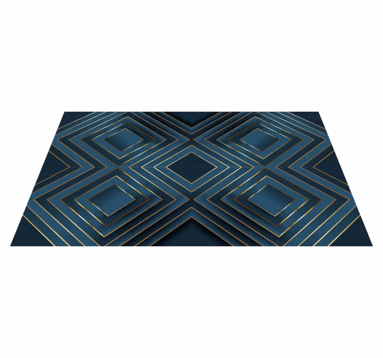 Alfombra vinílica moderna mosaico azul y estampado - TenVinilo