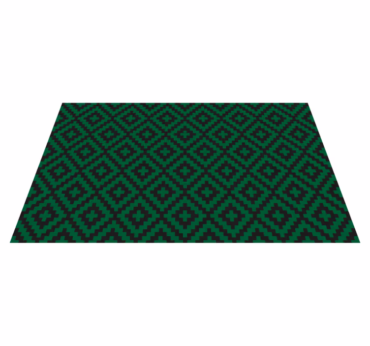 Alfombra vinilo cocina patrón de diamante verde - TenVinilo