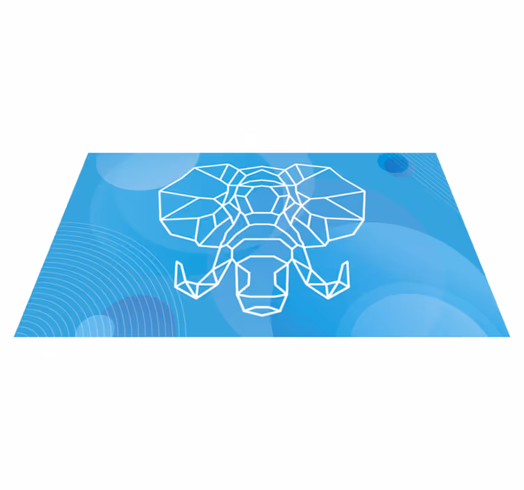 Alfombra vinílica animales cara de elefante azul - TenVinilo