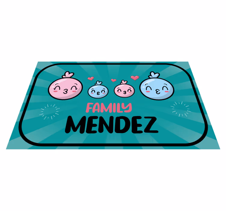 Alfombra vinílica entrada globos de agua con apellido - TenVinilo