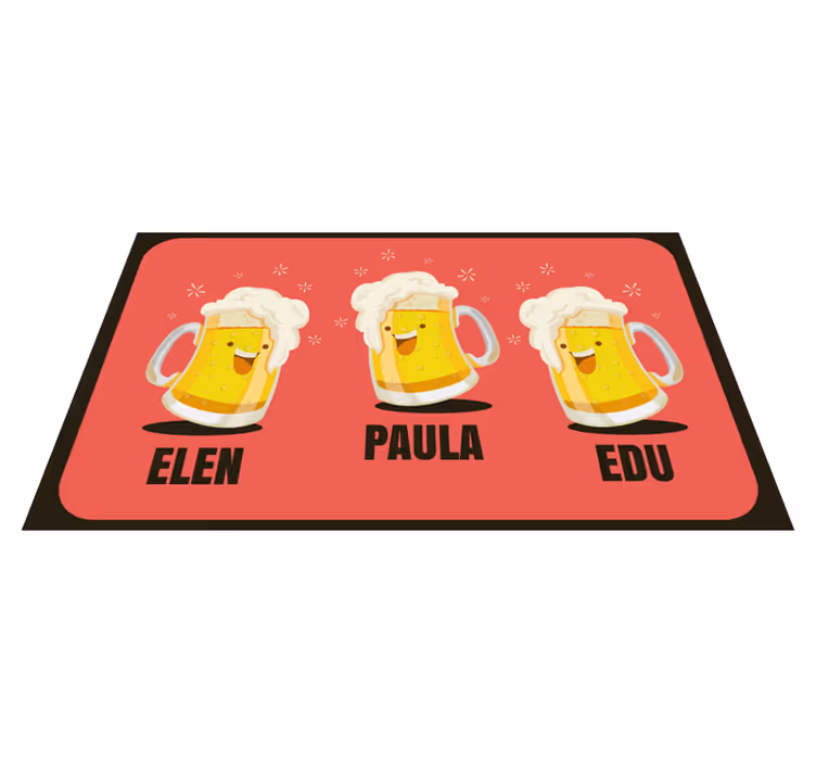 Alfombra vinílica entrada jarras de cerveza personalizadas - TenVinilo