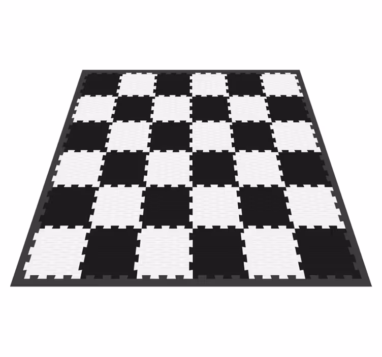 Alfombra vinílica geométrica diseño de tablero de ajedrez - TenVinilo