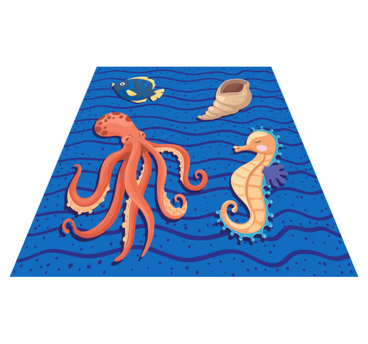 Alfombra vinílica infantil animales marinos divertidos - TenVinilo