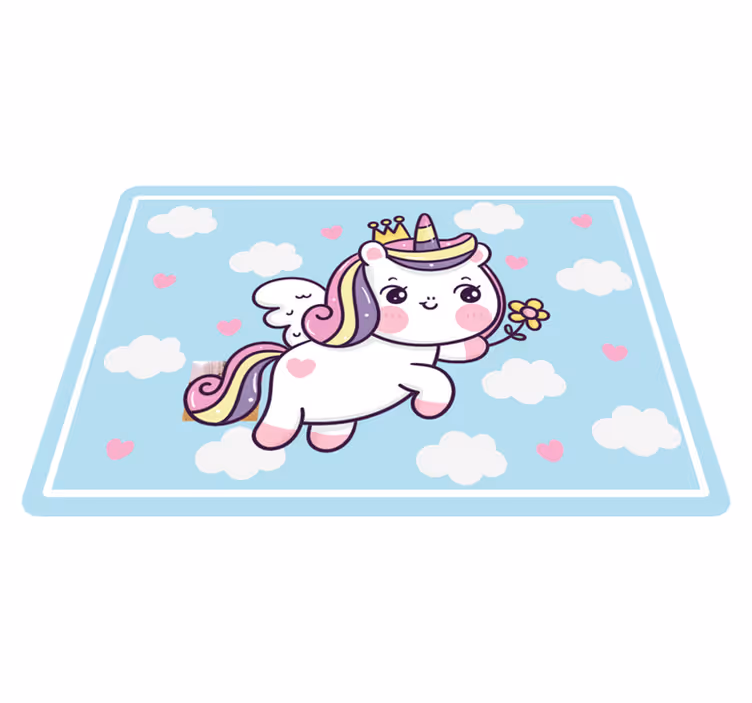 Alfombra vinílica infantil linda fantasía de unicornio - TenVinilo