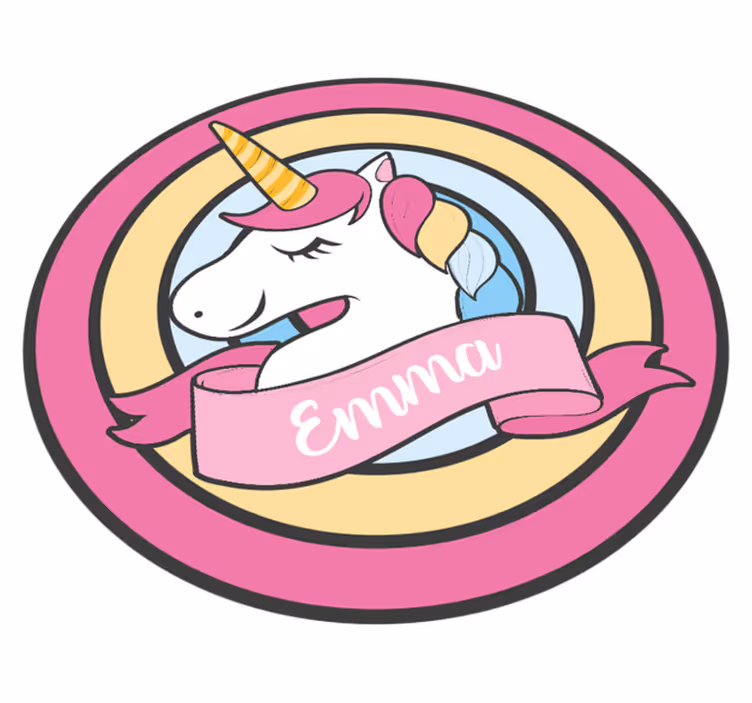 Alfombra vinílica infantil unicornio en insignia - TenVinilo