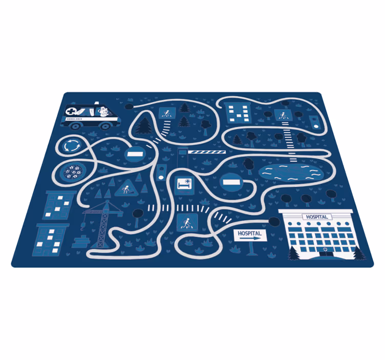 Alfombra carretera mapa azul de la ciudad - TenVinilo