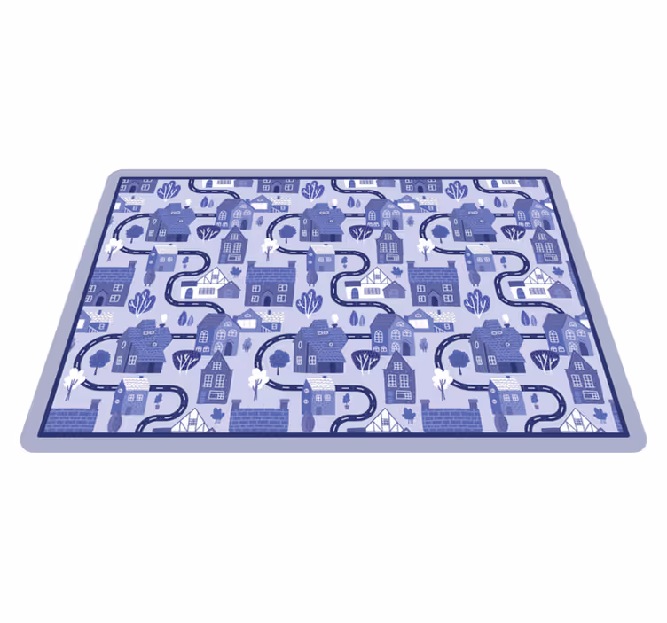 Alfombra carretera diseño de paisaje urbano azul - TenVinilo