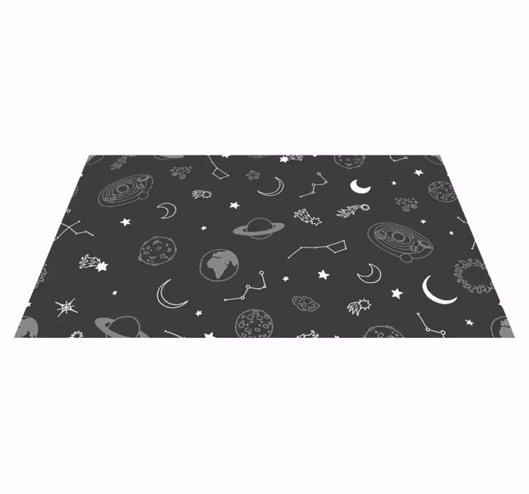 Alfombra vinílica estrellas elementos celestes grises - TenVinilo